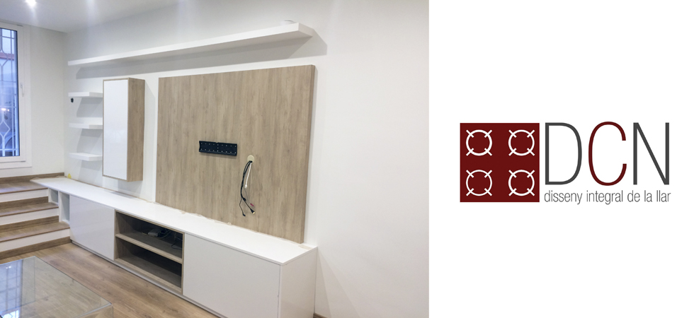 Mueble laminado blanco-roble diseño a medida